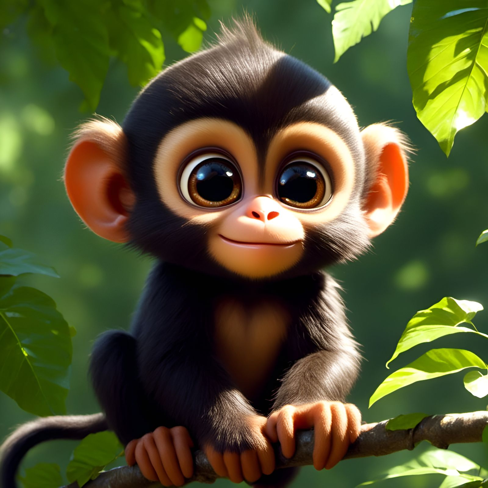 Adorable Monkey Portrait in Ghibli Style