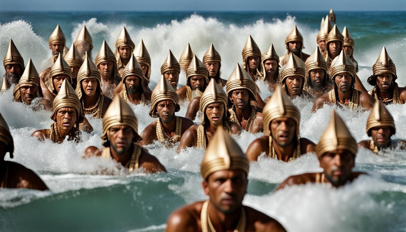 Crashing Waves Engulf Pharaoh's Chariot Army