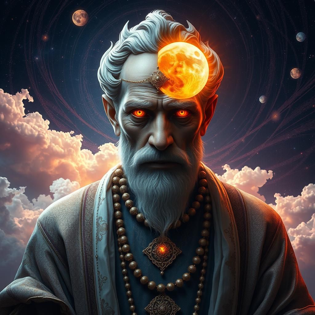 Celestial Being Embodies Eternal Duality in Astral Realm