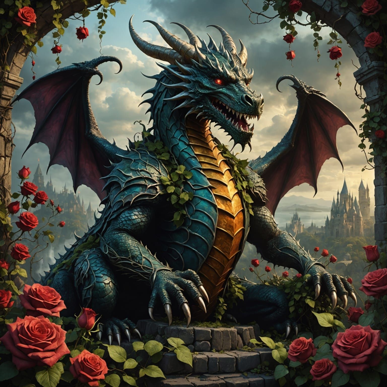 Dragon's Heart Garden: A Fantastical Matte Painting