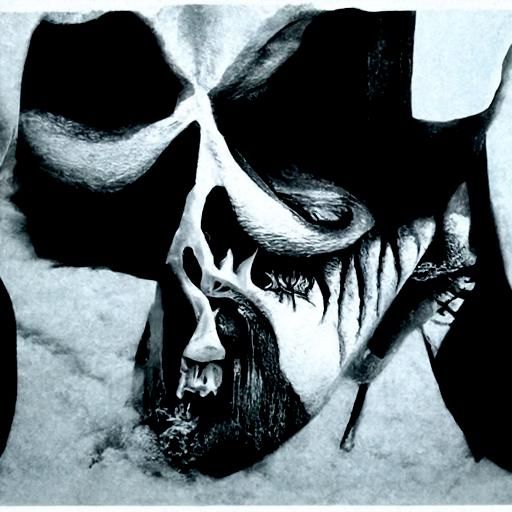 Hyperdetailed Charcoal Drawing in Black Metal Style