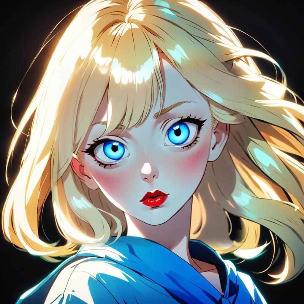 Blond Woman Portrait in Anime Manga Style
