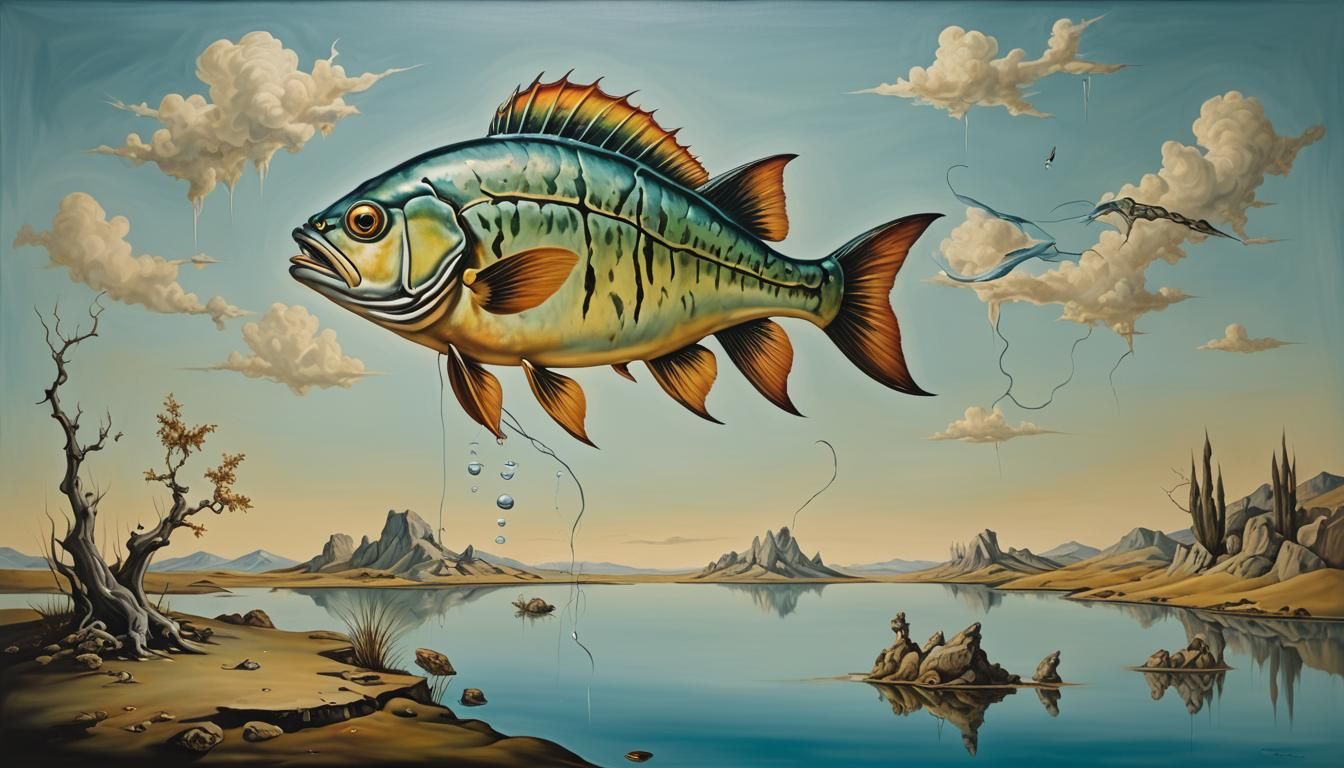 Surreal Perch Fish Pond in Dali Style