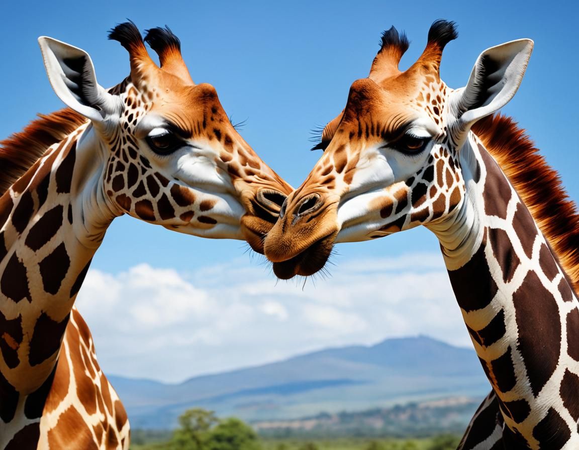 Twin Giraffes Selfie