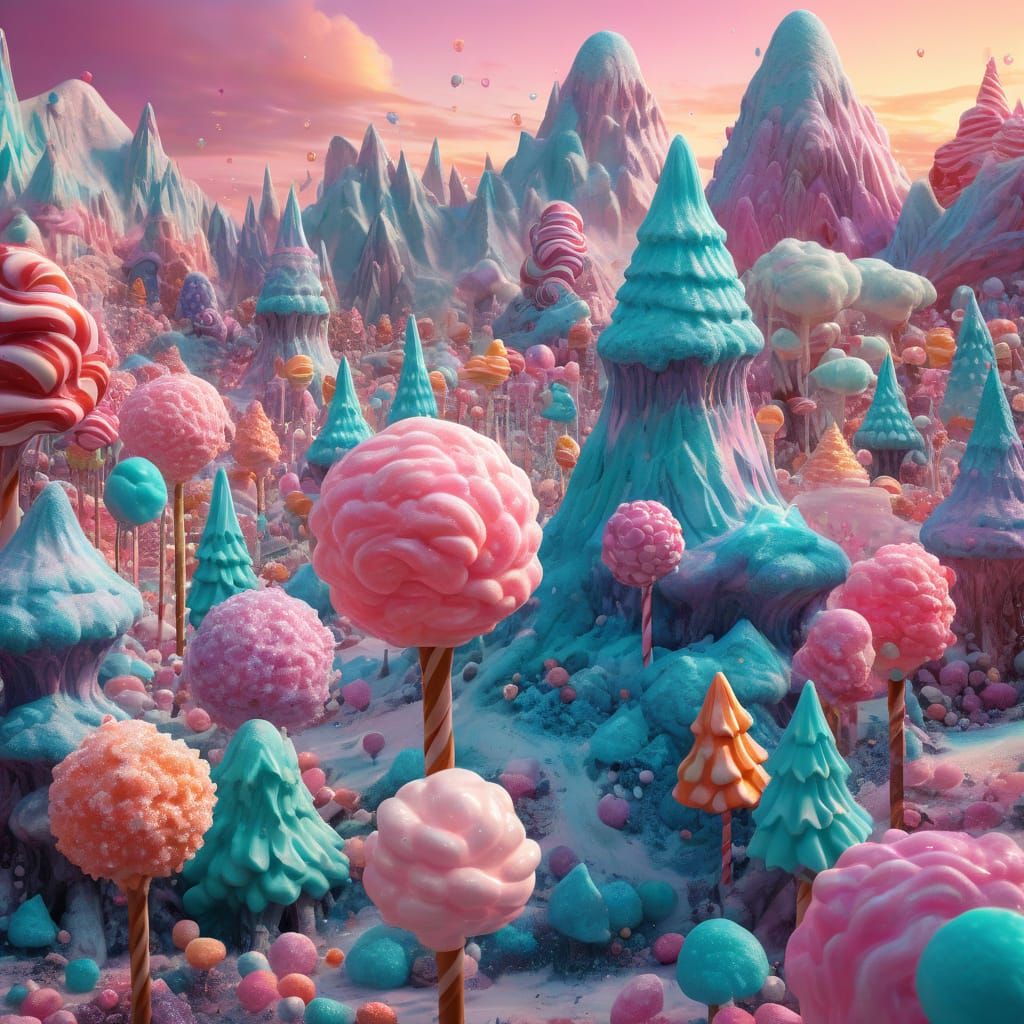 Candy Creatures in Lollipop Forests: Digital Fantasy Art