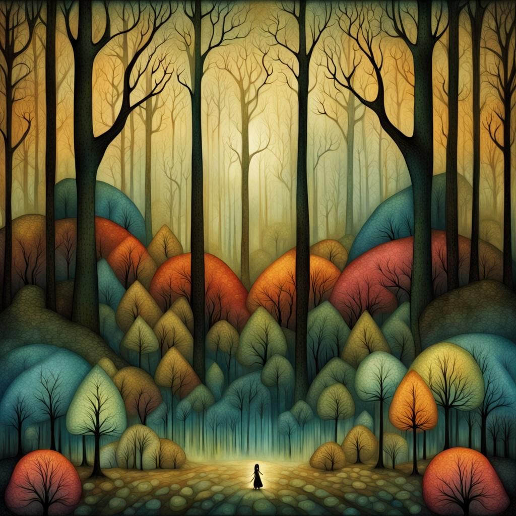Art Deco Forest Poster: Happy and Bright