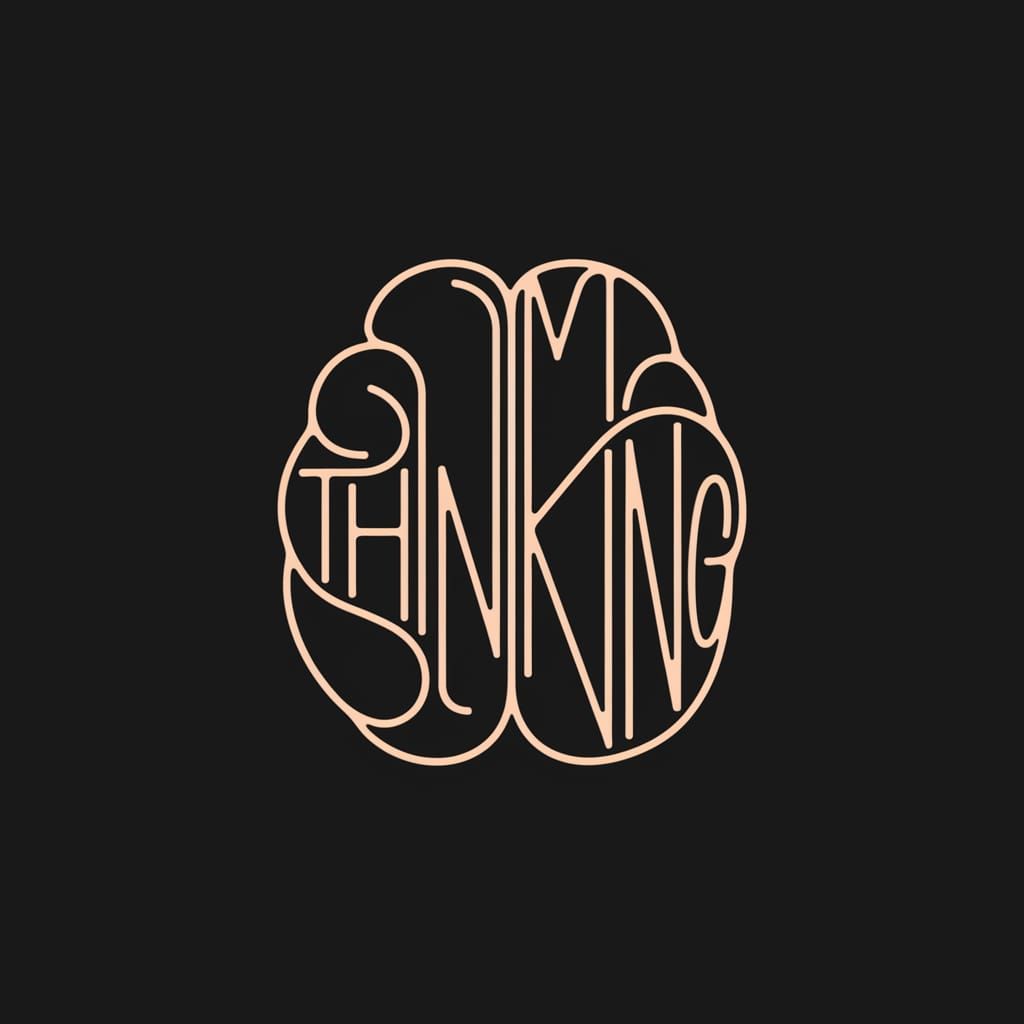 Minimalist Brain Illustration with Woven Text