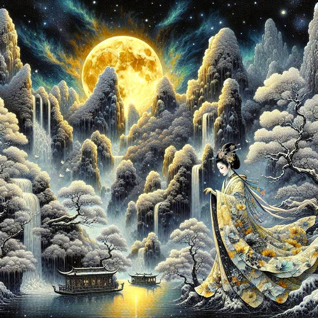 Enchanting Surreal Scene with Geisha in Traditional Chinese ...