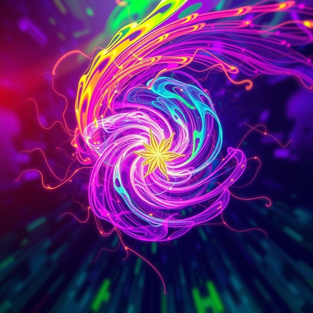 Vibrant Cannabis Energy Swirls with Hyperrealistic Details