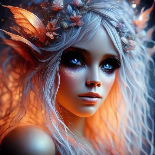 Sad Fairy with Big Eyes in Full Color