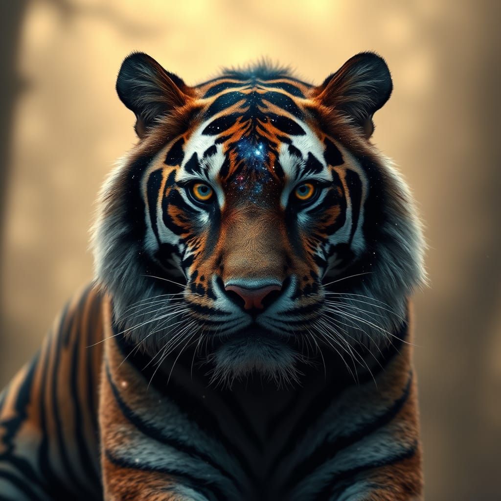 Cosmic Galaxy Tiger in Natural Light