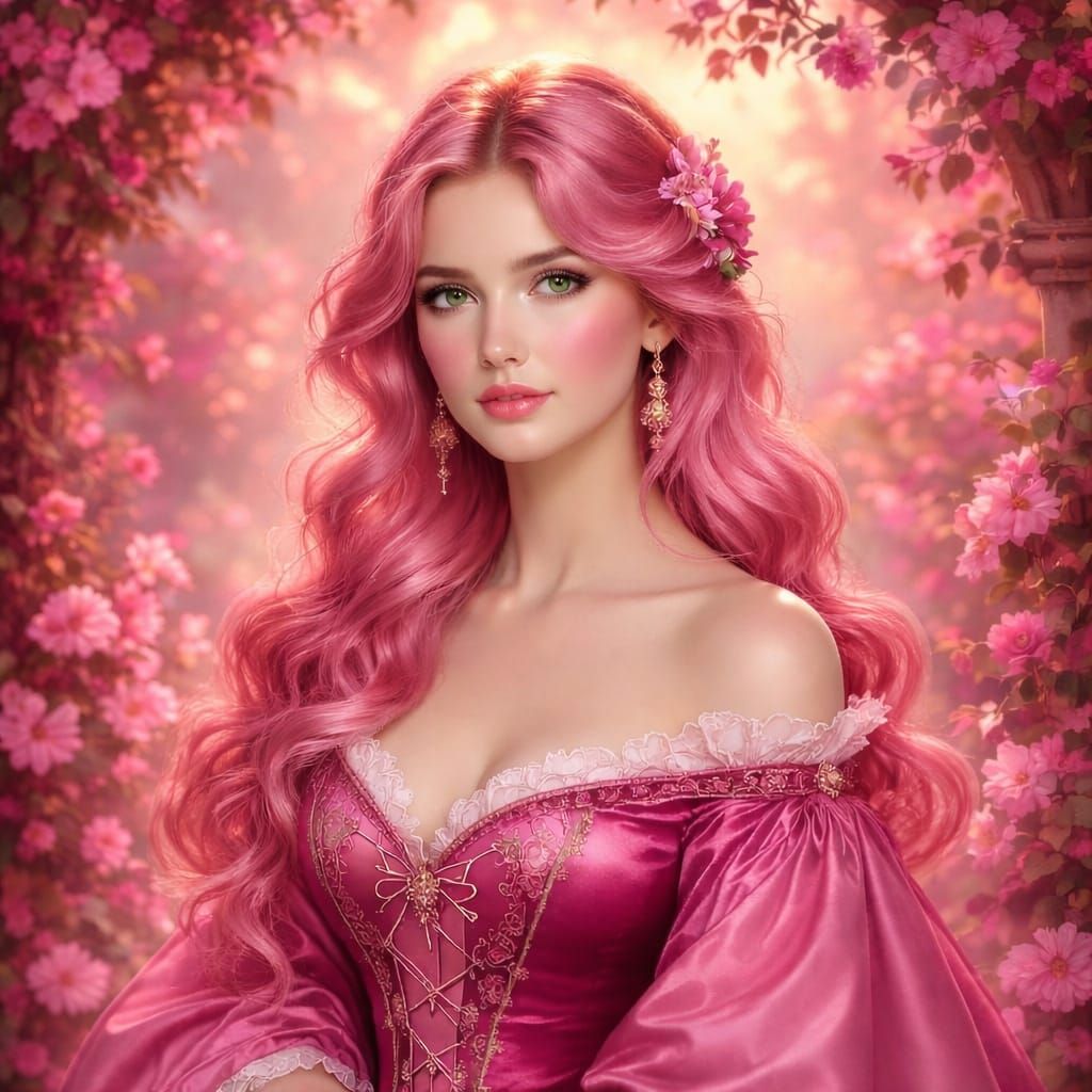 Pre-Raphaelite Beauty in Golden Hour Garden