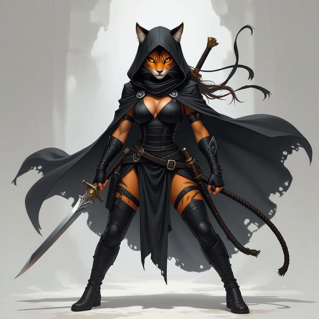 Tabaxi Tiger Warrior in Dark Fantasy Style