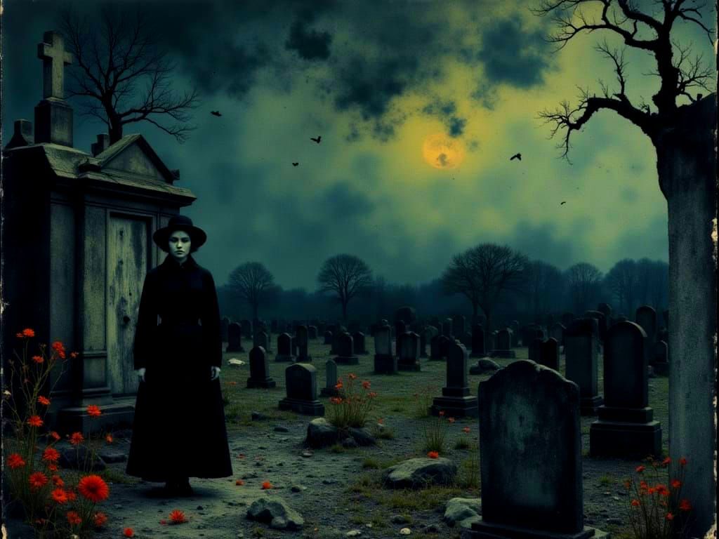 Frankenstein Walks Through Moonlit Cemetery With Ghouls and ...