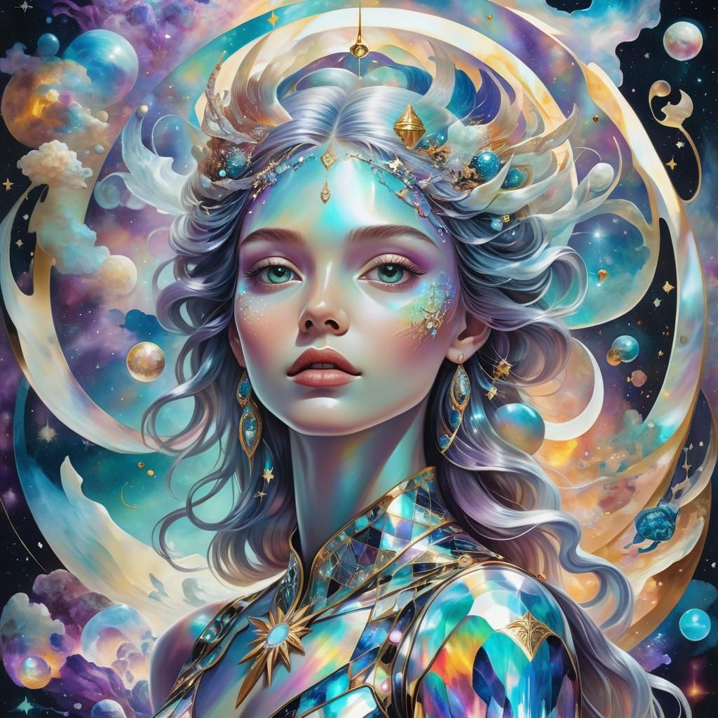 Holographic Mother of Pearl Astral Illustration