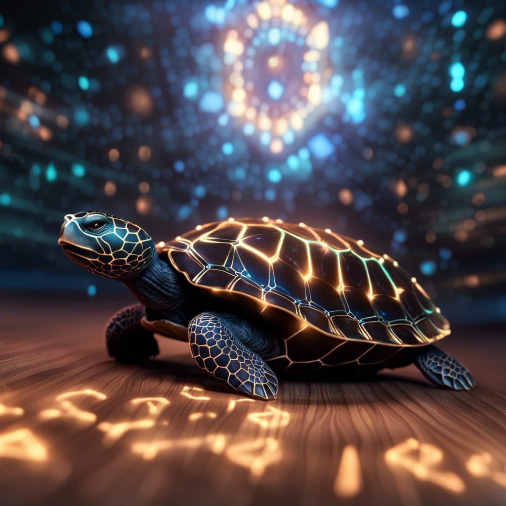 Nebula Turtle Shell with Glowing Runes