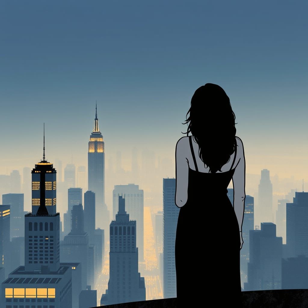 Elegant Rooftop Scene of NYC Nightscape