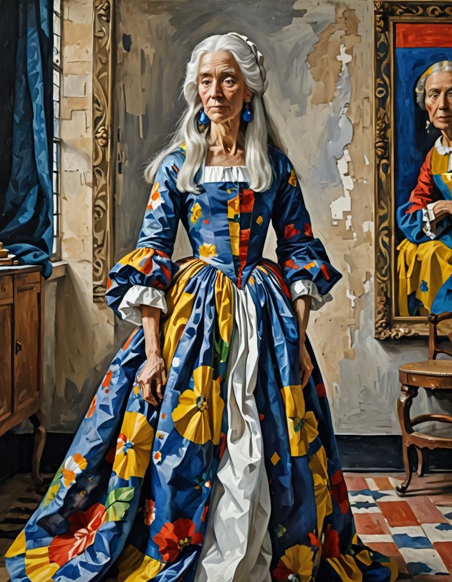 Beautiful Woman Portrait in Gouache and Watercolor Style