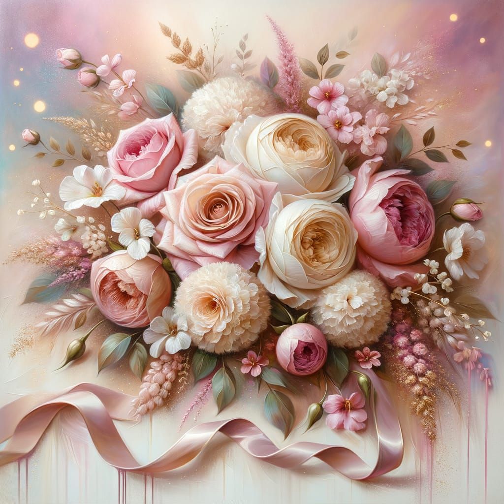 Elegant Floral Arrangement in Rich Acrylic Style