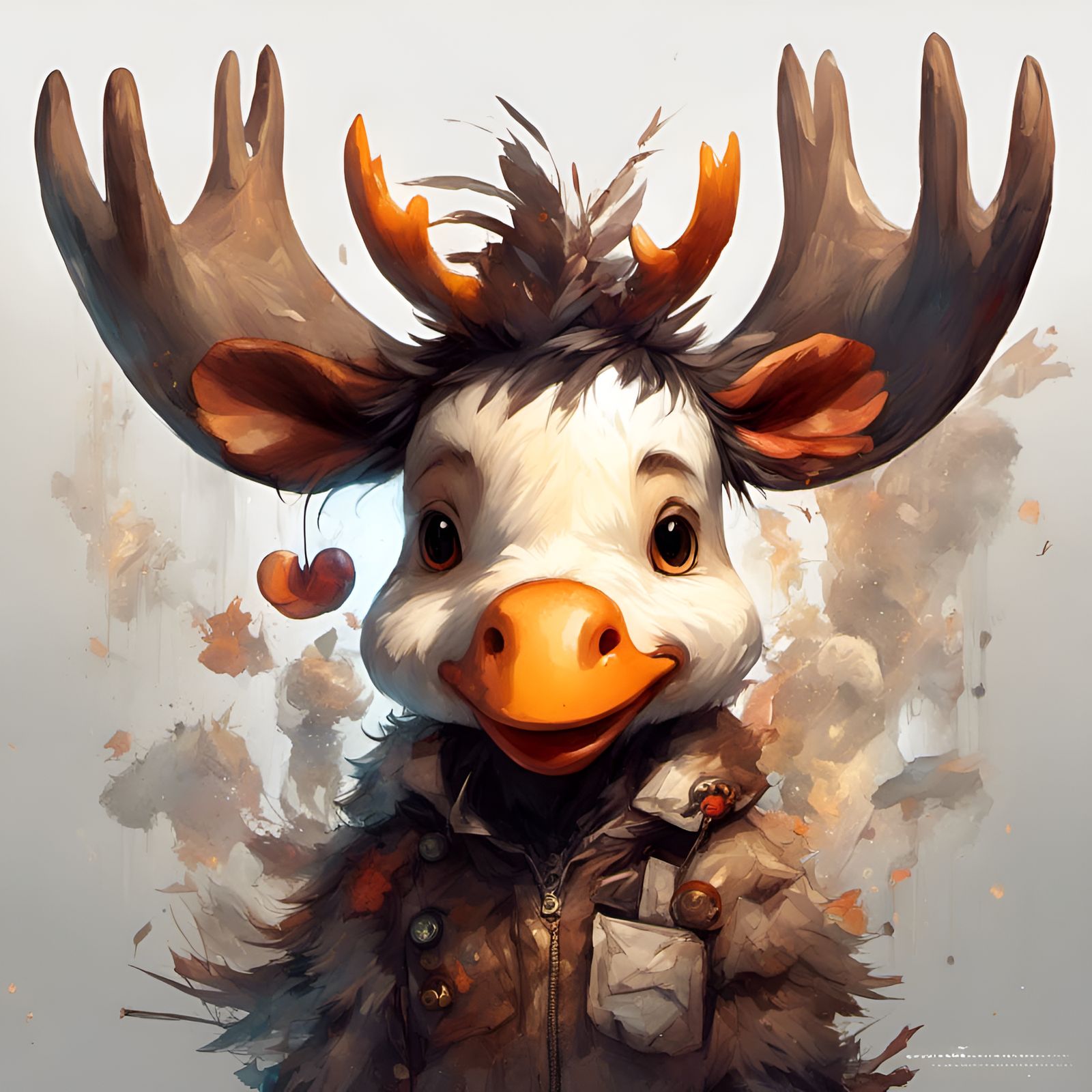 Chibi Moose Rooster Hybrid with Dramatic Lighting