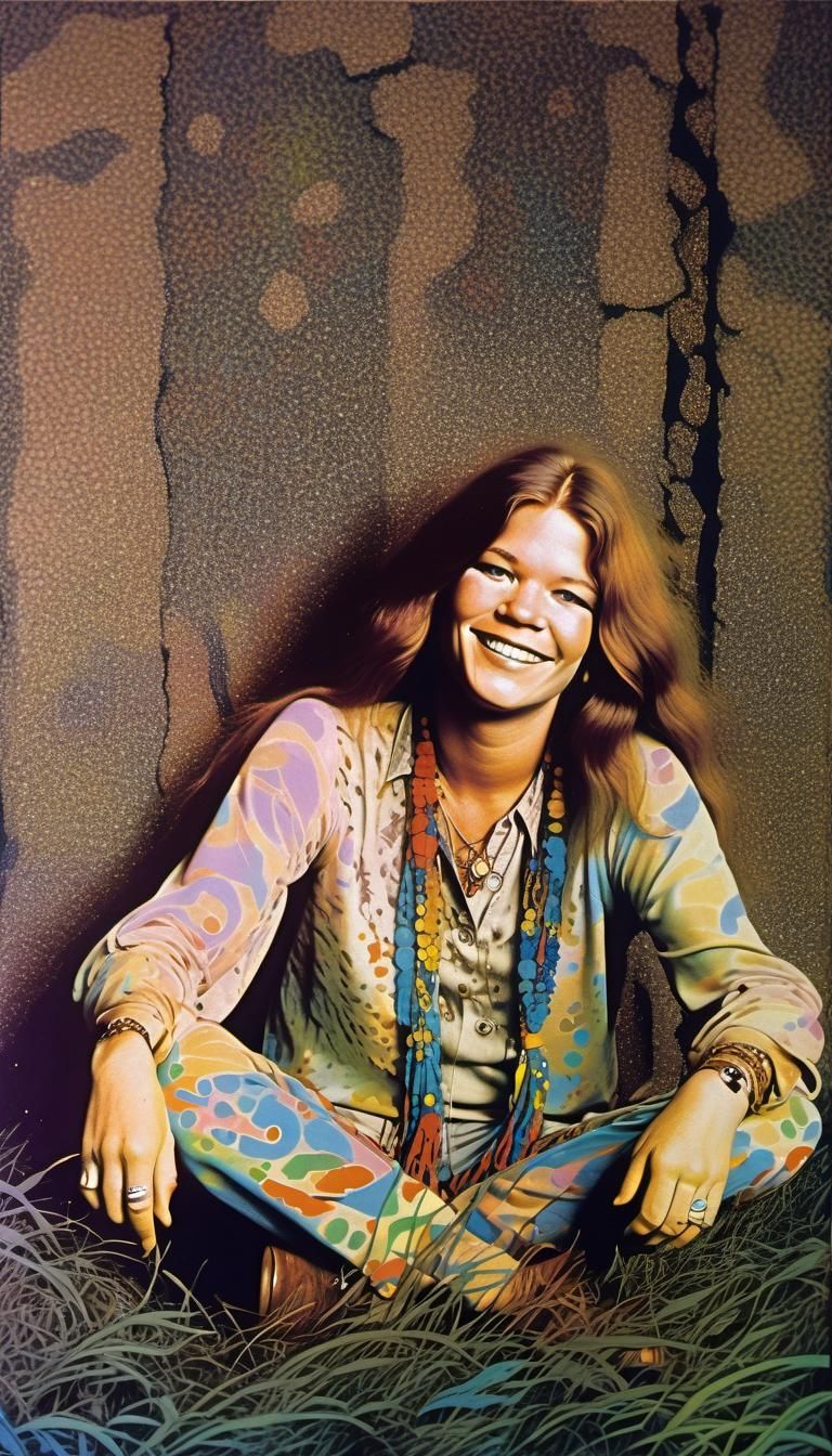 Colorful Portrait of a Young Woman in Psychedelic Style