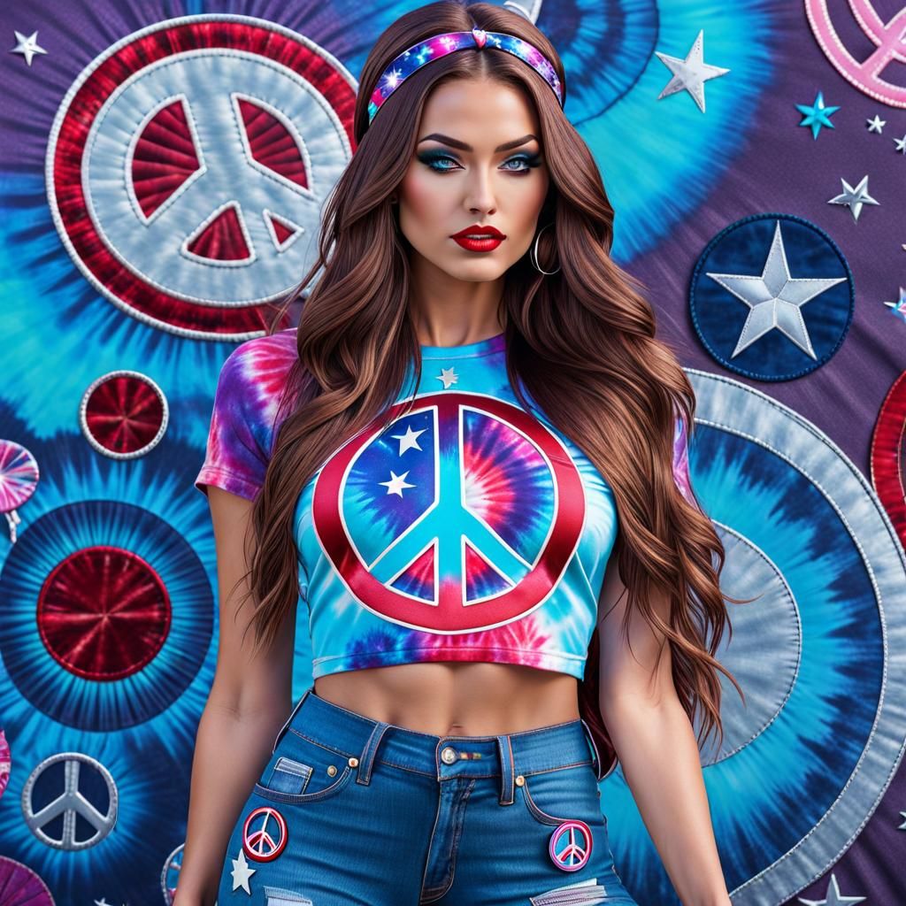Cosmic Fantasy: Beautiful Hippie Girl in Comic Art Style