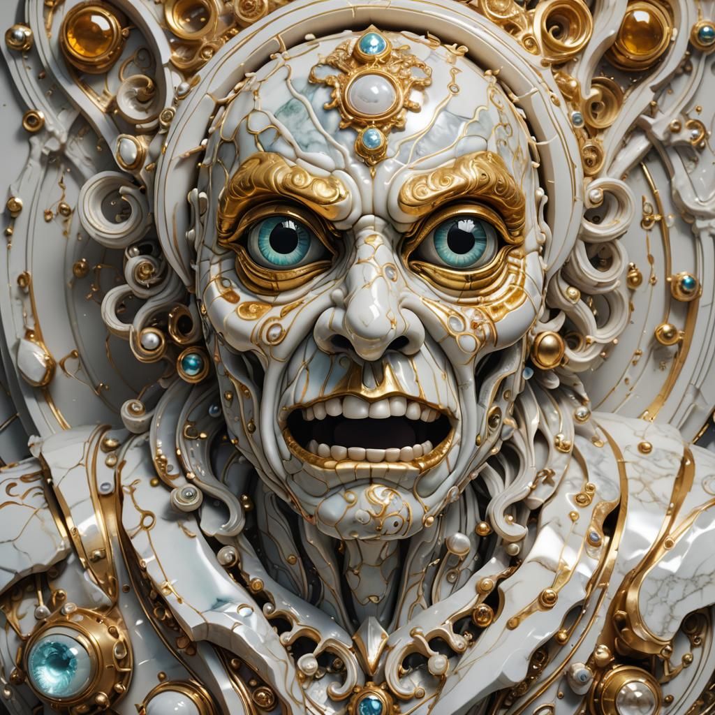 A tigereye clear marble (carved) pearlwhite spongebob amites