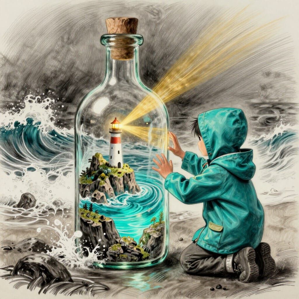 Child Discovers Miniature Archipelago in Giant Bottle