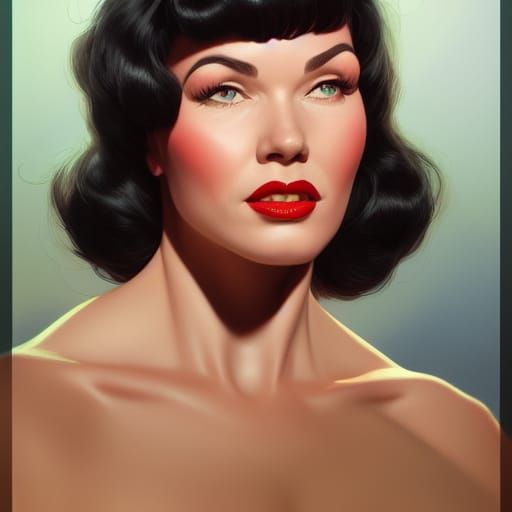 Bettie Page Portrait in Art Nouveau Style