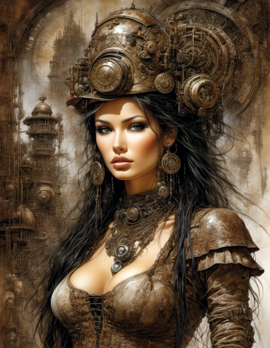 Beautiful Steampunk Woman in Desert, Fantasy Art