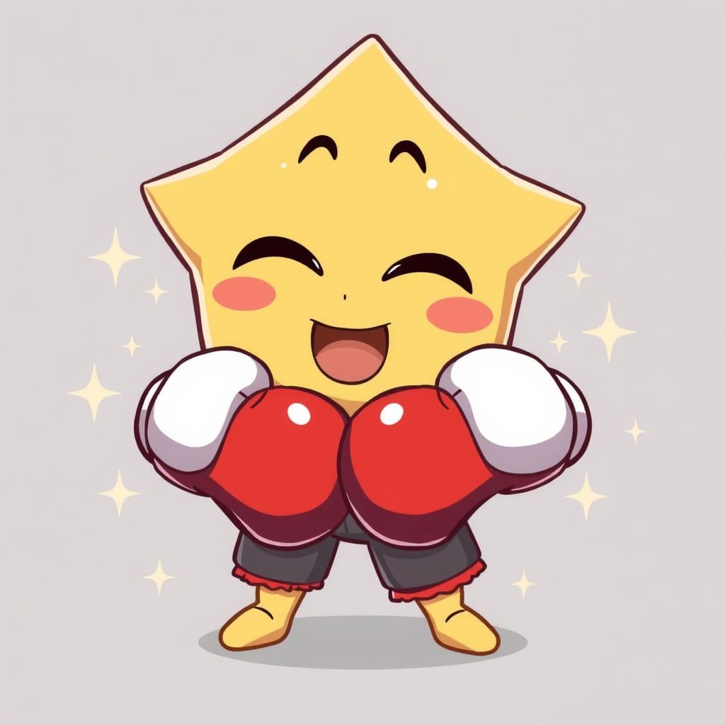 Cute Anime Star in Boxing Gloves