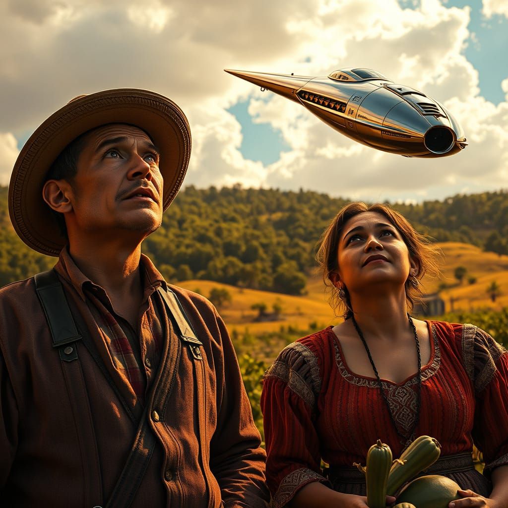 19th Century Mexican Farmer Couple Marvels at Futuristic Ali...