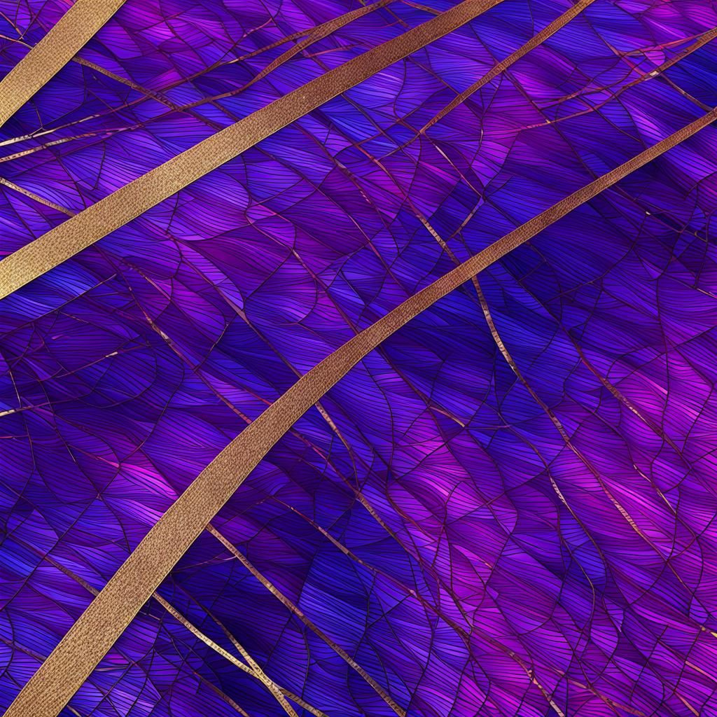 Abstract Purple Fabric with Gold Lines in Digital Art
