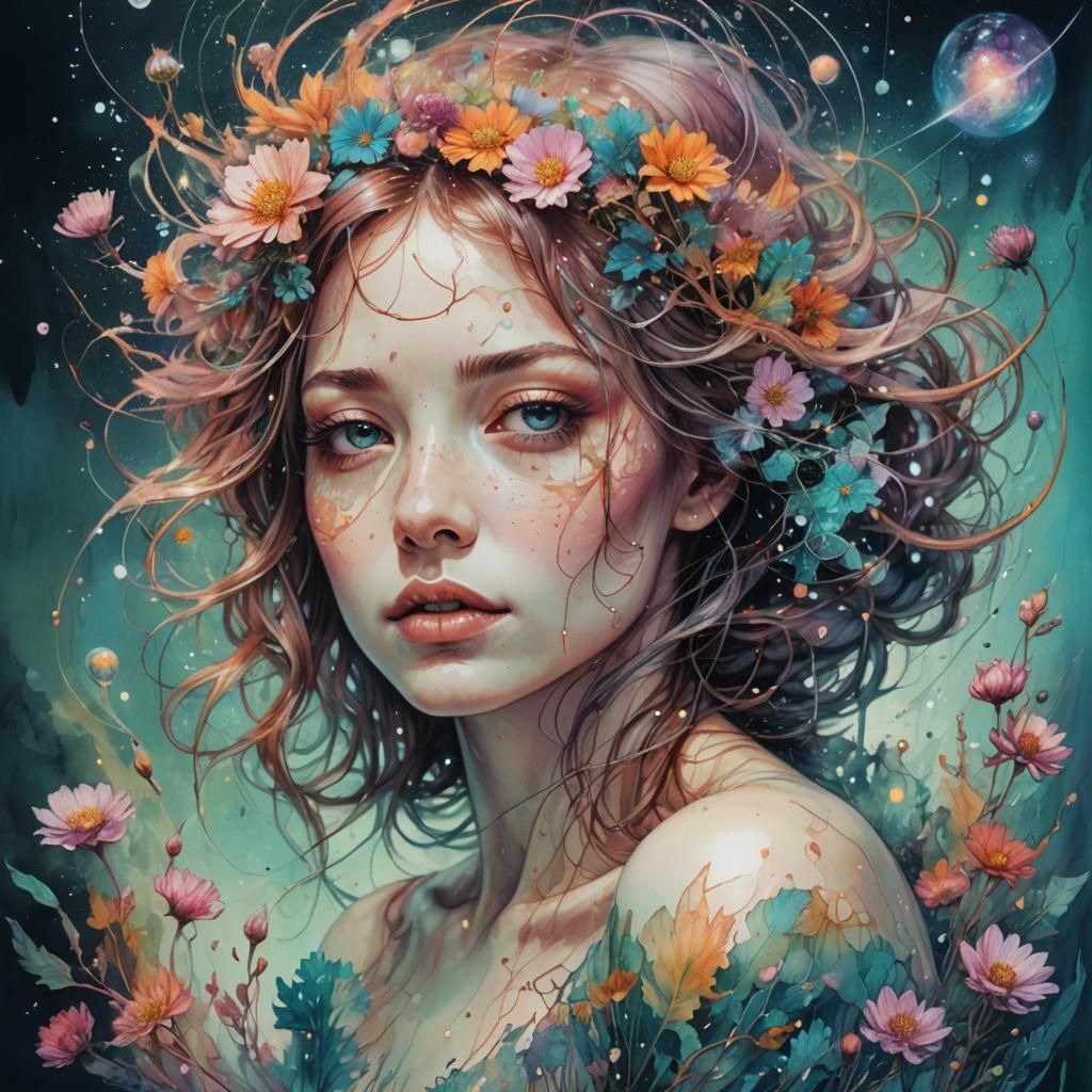 Cosmic Joy: A Surreal Phosphorescent Illustration