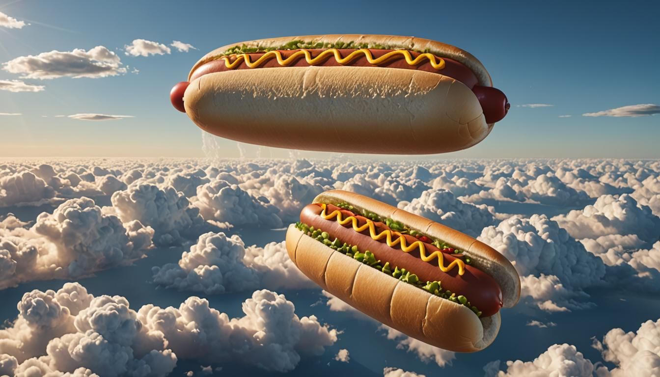 Giant Hot Dog Zeppelin Soaring in the Sky