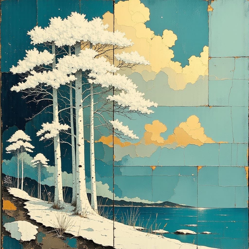 Colossal Wind-Swept White Pine in Teal Sunrise Sky