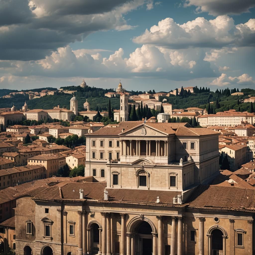 Close-Up Portrait of the Roman Senate Building