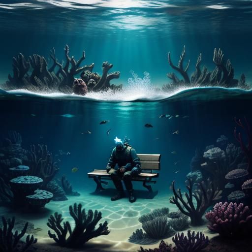 Surreal Sheep-Man Hybrid in Sunken Atlantis