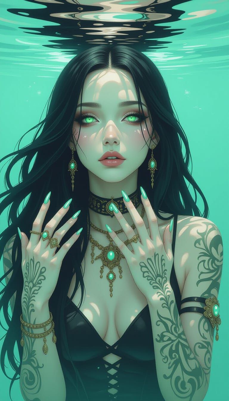 Ethereal Woman with Necrotic Runes and Bone Jewelry