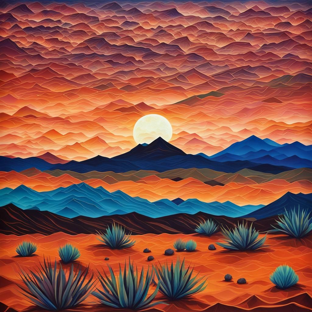 Dusk Over Desert Mountains: Abstract Art