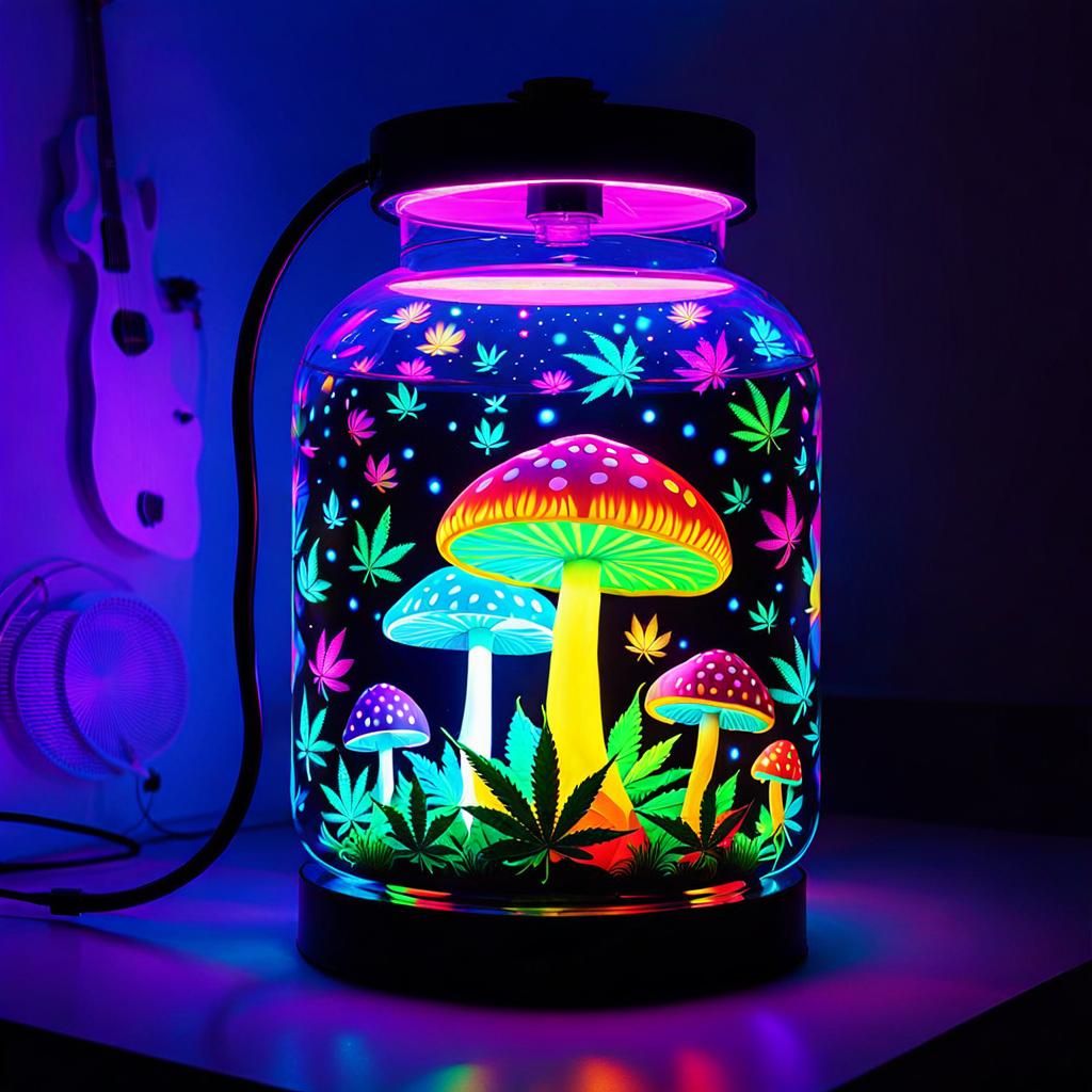 Psychedelic Neon Bunny in Cosmic UV Dreamscape