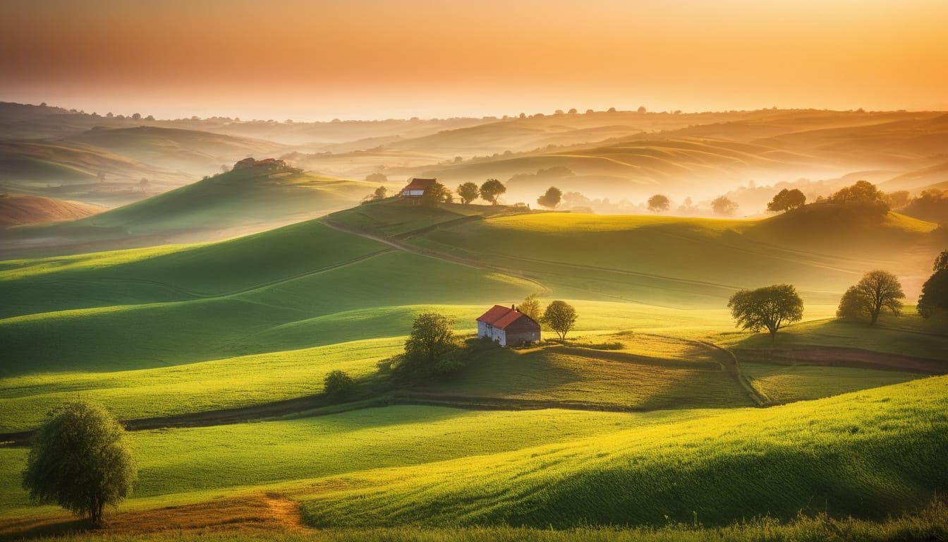 Rural Landscape at Daybreak: Photography Masterpiece