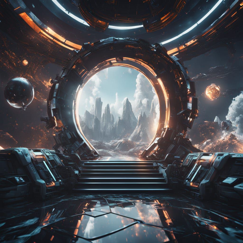 Surreal Galaxy World with Butterfly Silhouette in Polished M...