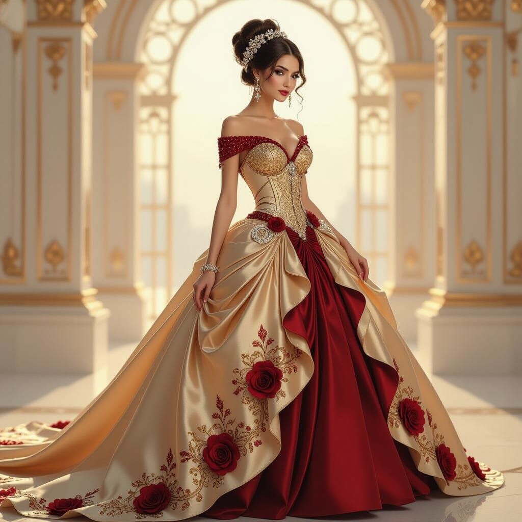 Futuristic Baroque Gown in Art Deco Style
