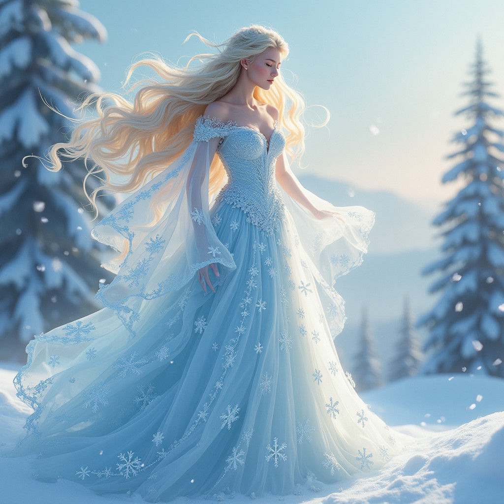 Ethereal Snow Queen in Winter Wonderland