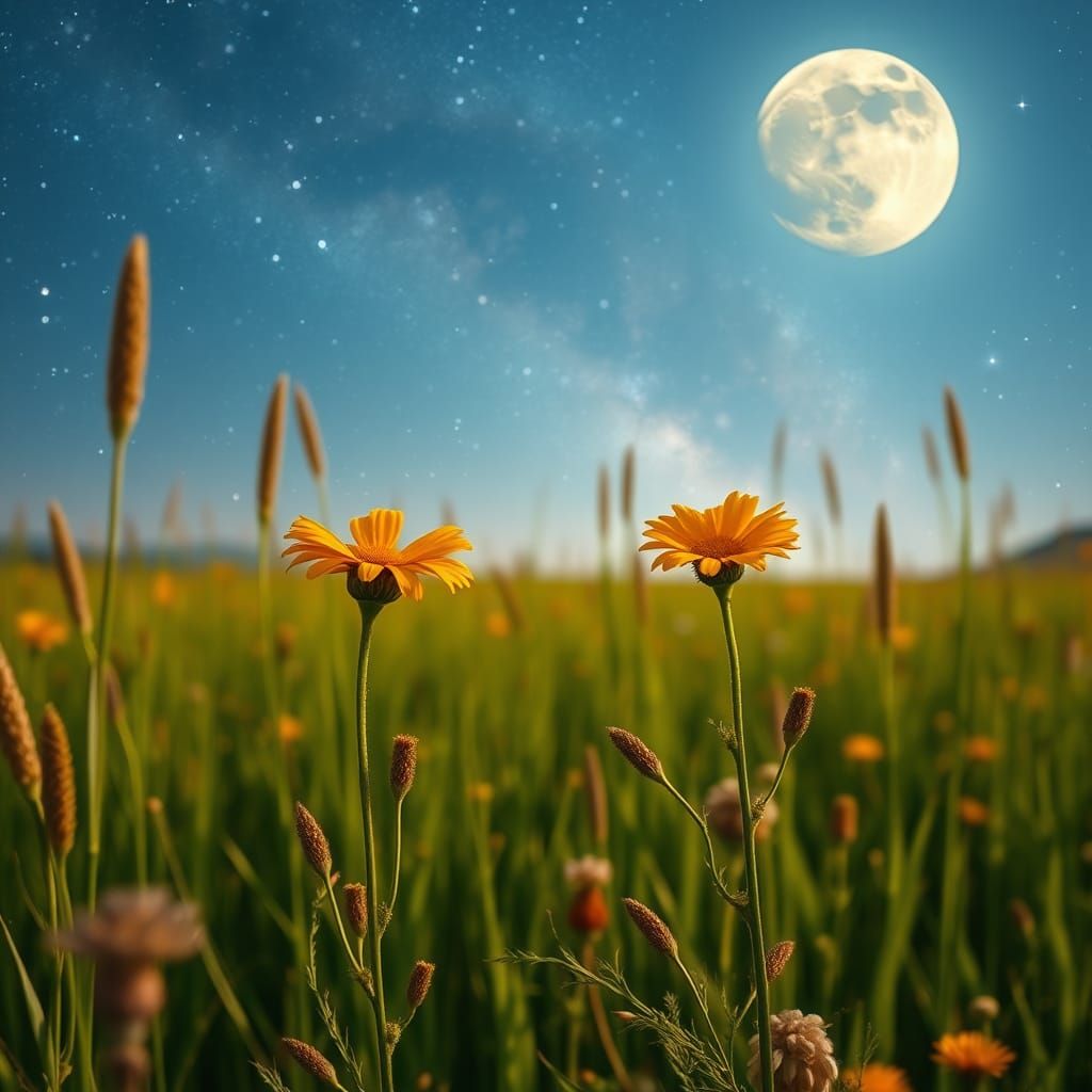 Marigold Under Galaxy Sky: Landscape Photography