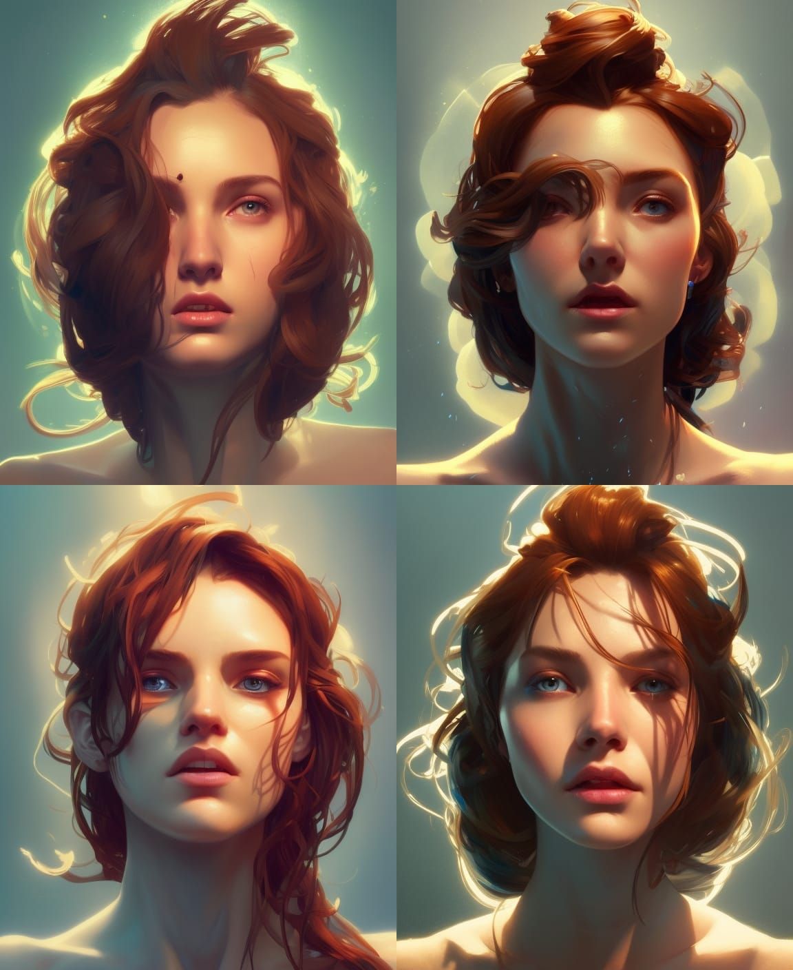 Detailed Portrait in Art Nouveau Style