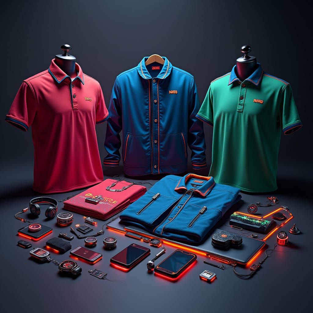 Vibrant Men's Clothing in Neon Futurism Style