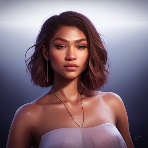 Zendaya Portrait in Artgerm and Mucha Style
