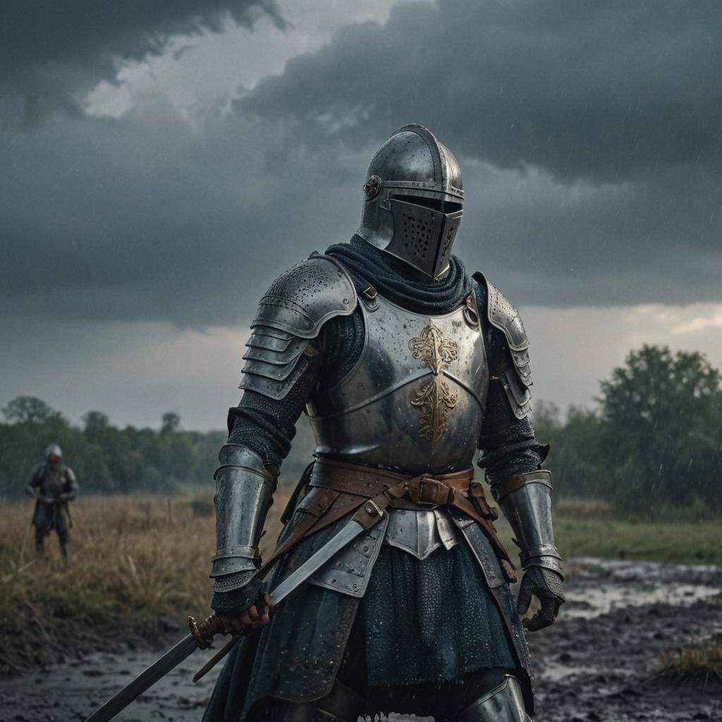 Medieval Knight on Battlefield in Cinematic Style